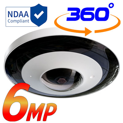 Daytronics Security 6MP NDAA compliant 360 degree panoramic dome security camera