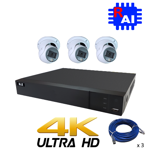 Daytronics Security DIY NVR security kit 4ch with three dome cameras and 4K Ultra HD recording