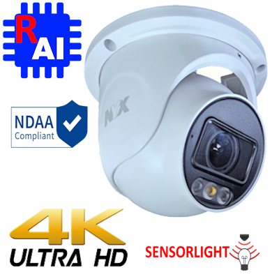 Daytronics Security 4K security camera NYX white dome with sensor light and ultra HD resolution