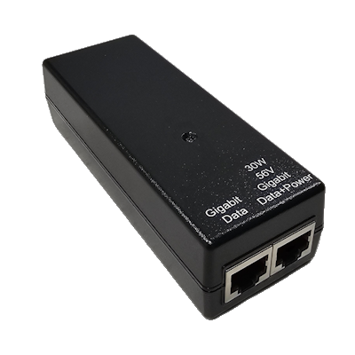 Daytronics Security gigabit POE injector 30 watt with dual Ethernet ports for power and data