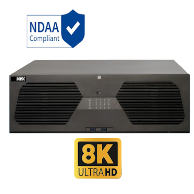 NYX 128 channel NVR recorder in sleek design with 8K Ultra HD support for secure surveillance solutions
