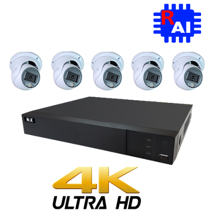 Daytronics Security DIY CCTV kit 8 channel NVR with five white dome cameras and 4K Ultra HD recording
